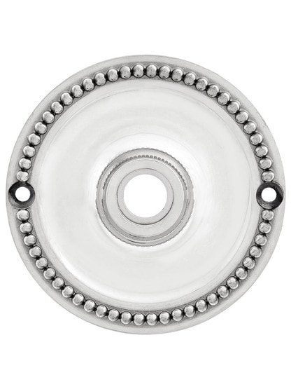 3 1/4 inch Beaded Brass Rosette For Pre-drilled Doors in Polished Nickel.